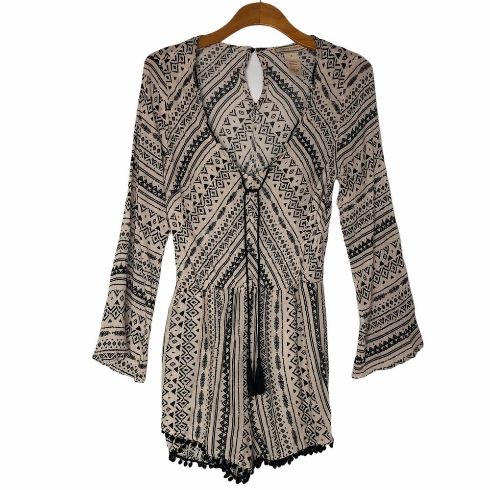 FLYING TOMATO BELL SLEEVE BOHO TASSEL ROMPER SMALL